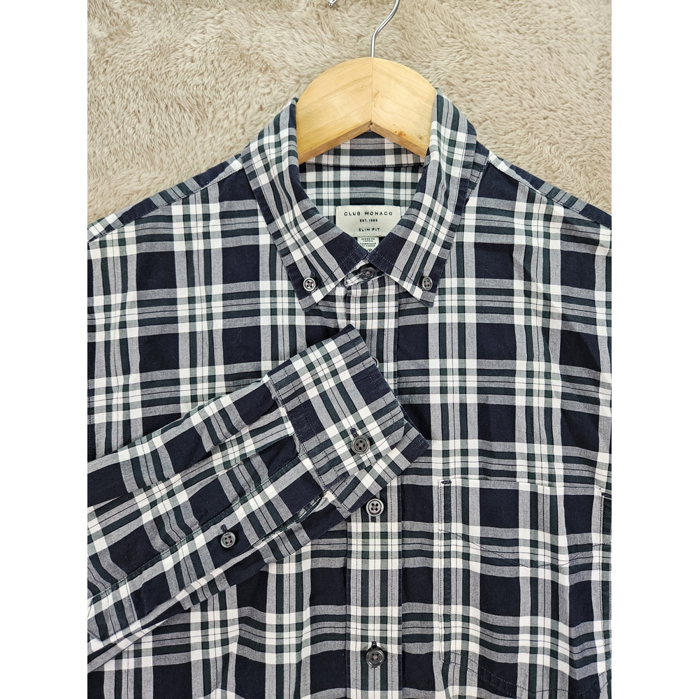 Club Monaco Slim Fit Plaid Button-down Shirt 100% Cotton Men's Size S